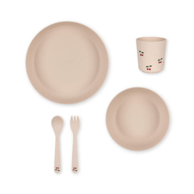 set repas cerise konges slojd, konges slojd, vaisselle bebe, vaisselle enfant, moos family store, kit repas, boutique enfant, concept store lille