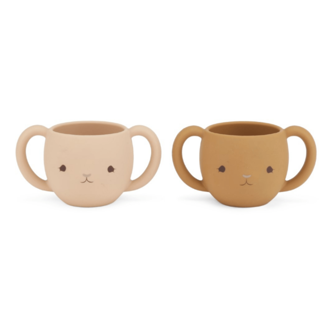 Lot de 2 tasses en silicone pour bébé avec poignée de la marque Konges Slojd