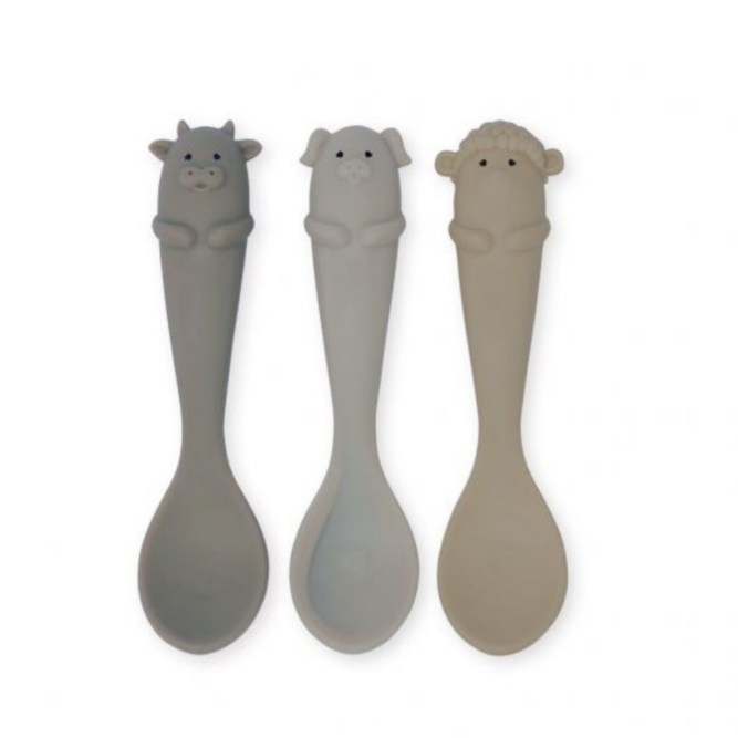 cuillère d'apprentissage bebe, cuillère silicone bebe, cuillère lot de 3 konges slojd, konges slojd, boutique enfant, cuillères d'apprentissage