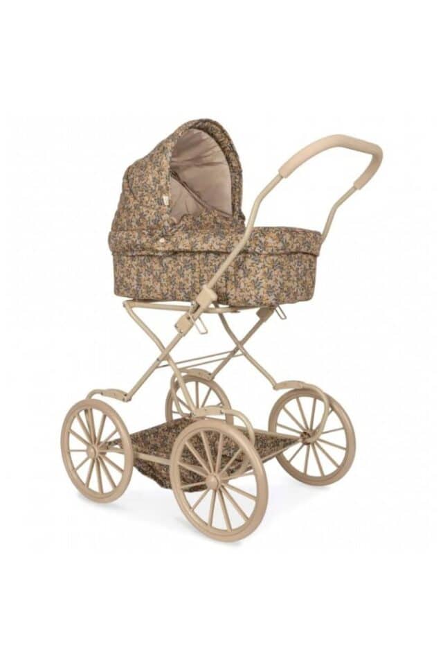 Landau Pour Poupée En Osier Naturel - Avec Linge De Lit En Lin | Jouet Enfant Beige | Poupée Jusqu'à 35 Cm