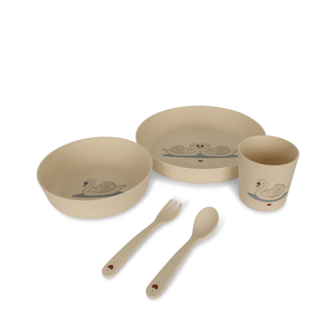 set repas cygne konges slojd, moos family store annoeullin, vaisselle bebe, vaisselle enfant