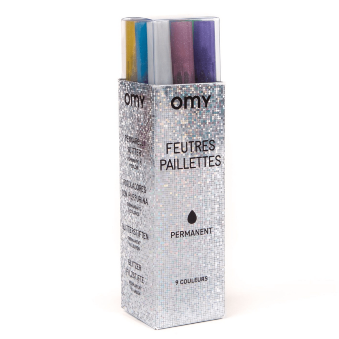 feutres a paillettes enfant, feutres enfant, omy, moos family store annoeullin