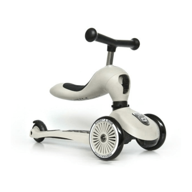 trottinette evolutive enfant beige de la marque scoot and ride disponible chez moos family store à annoeullin