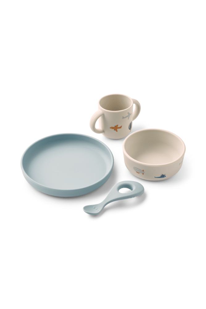 ensemble repas pour bebe en silicone aviator