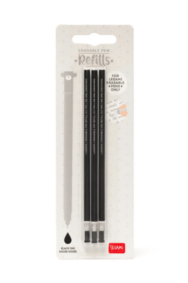 pack de 3 recharge d'encre effacable noir pour style legami
