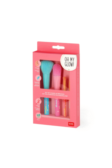 pinceau de maquillage rose, bleu, jaune de la marque legami