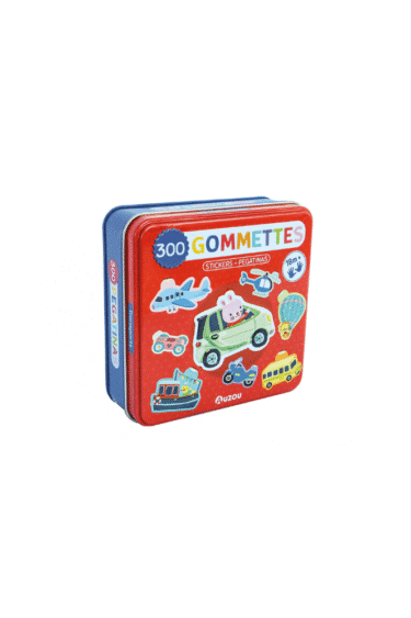 gommettes boite en metal - les transports