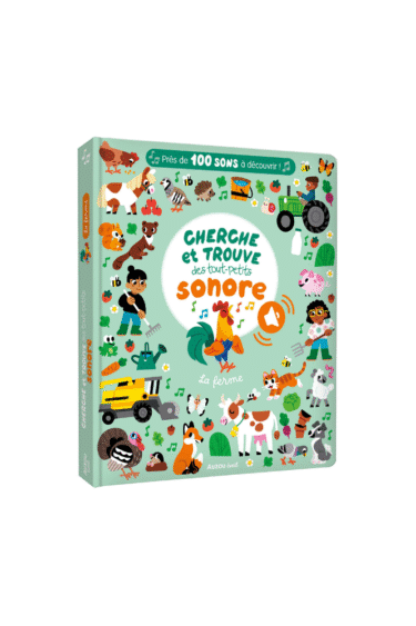 livre cherche et trouve sonore pour enfant thème ferme