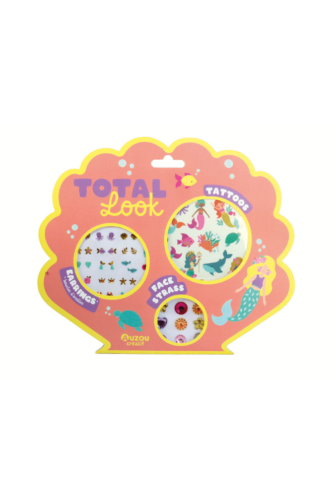coffret tatouages enfants, strass, boucles d'oreilles sirènes