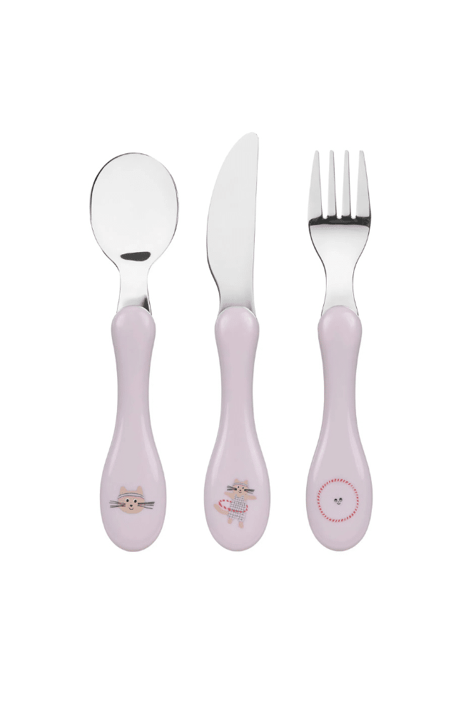 couverts en inox motif chat pour enfant