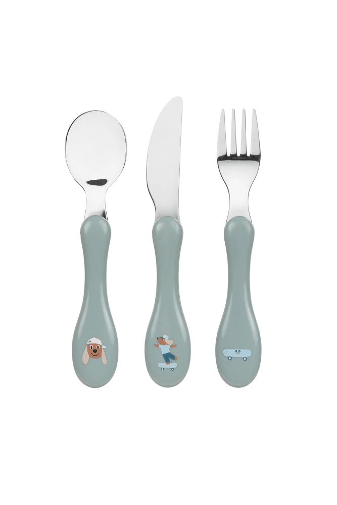 ensemble de couverts en inox pour enfant motif chien