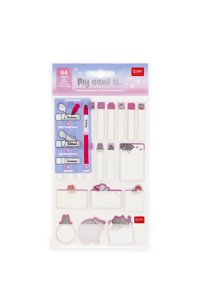 etiquettes adhesives fournitures scolaires chat legami