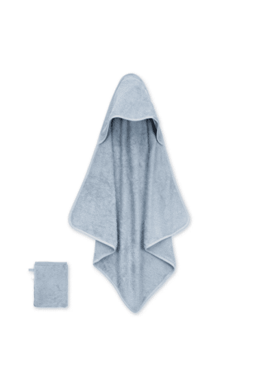 cape de bain eponge couleur stone bemini avec gant de toilette