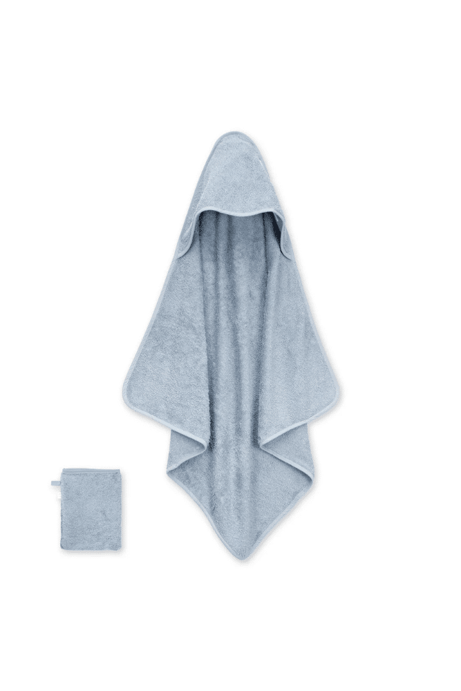 cape de bain eponge couleur stone bemini avec gant de toilette