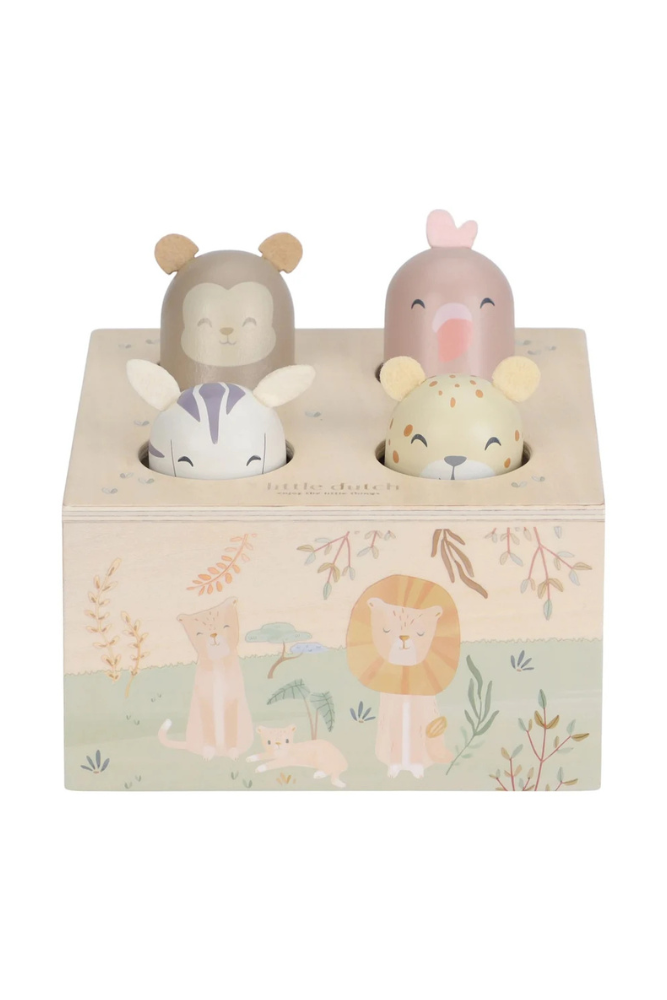jouet pop up bois animaux safari little dutch