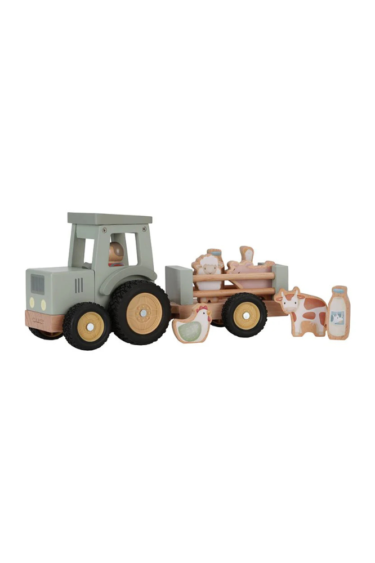 little dutch tracteur en bois avec remorque et animaux