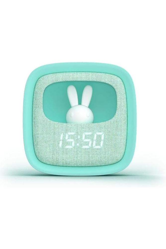 reveil veilleuse billy clock lapin mob turquoise